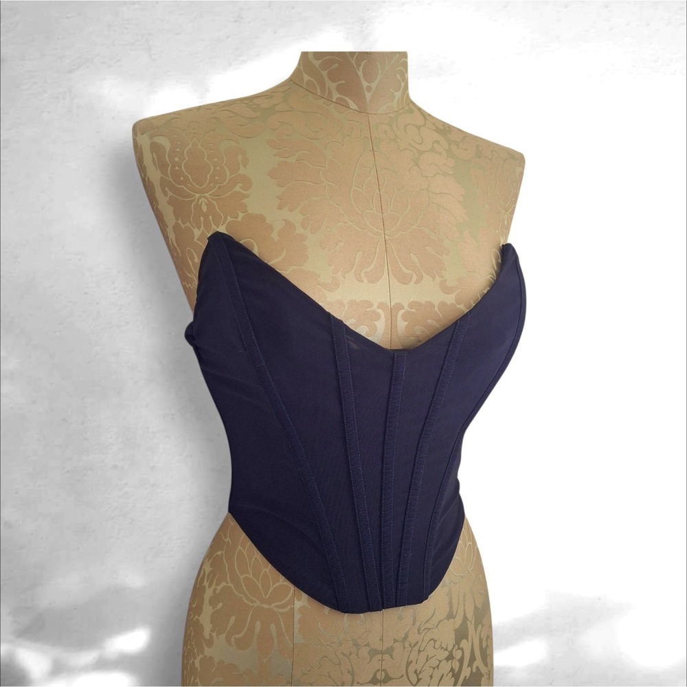 Strapless Corset Top - Navy